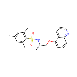 Cc1cc(C)c(S(=O)(=O)N[C@@H](C)COc2cccc3ncccc23)c(C)c1 ZINC000150174341