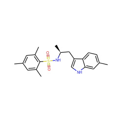 Cc1cc(C)c(S(=O)(=O)N[C@@H](C)Cc2c[nH]c3cc(C)ccc23)c(C)c1 ZINC000028820772