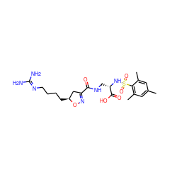 Cc1cc(C)c(S(=O)(=O)N[C@@H](CNC(=O)C2=NO[C@@H](CCCCN=C(N)N)C2)C(=O)O)c(C)c1 ZINC000013803546