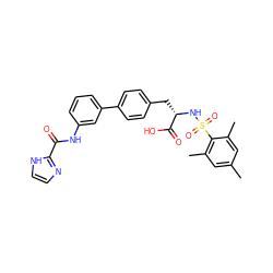 Cc1cc(C)c(S(=O)(=O)N[C@@H](Cc2ccc(-c3cccc(NC(=O)c4ncc[nH]4)c3)cc2)C(=O)O)c(C)c1 ZINC000001490525