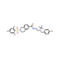 Cc1cc(C)c(S(=O)(=O)N2CCc3cc(C(=O)NCCN(Cc4ccc(Br)cc4)C(C)(C)C)ccc3C2)c(C)c1 ZINC000474607811