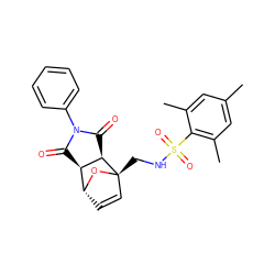 Cc1cc(C)c(S(=O)(=O)NC[C@@]23C=C[C@@H](O2)[C@H]2C(=O)N(c4ccccc4)C(=O)[C@H]23)c(C)c1 ZINC000000762935