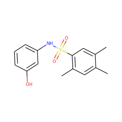 Cc1cc(C)c(S(=O)(=O)Nc2cccc(O)c2)cc1C ZINC000032601892