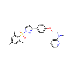 Cc1cc(C)c(S(=O)(=O)n2ccc(-c3ccc(OCCN(C)c4ccccn4)cc3)n2)c(C)c1 ZINC000006182808