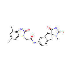 Cc1cc(C)c2[nH]c(=O)n(CC(=O)Nc3ccc4c(c3)C[C@]3(C4)C(=O)NC(=O)N3C)c2c1 ZINC000040406360