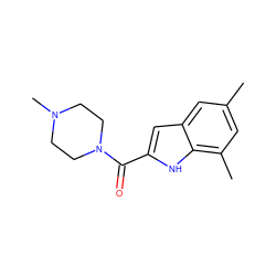 Cc1cc(C)c2[nH]c(C(=O)N3CCN(C)CC3)cc2c1 ZINC000013526689