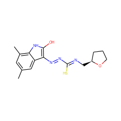 Cc1cc(C)c2[nH]c(O)c(N=N/C(S)=N/C[C@H]3CCCO3)c2c1 ZINC000253986998