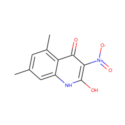 Cc1cc(C)c2c(=O)c([N+](=O)[O-])c(O)[nH]c2c1 ZINC000013760420