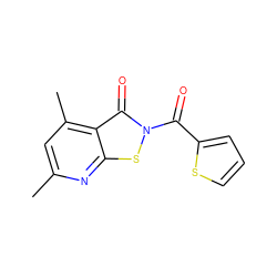 Cc1cc(C)c2c(=O)n(C(=O)c3cccs3)sc2n1 ZINC000000160448