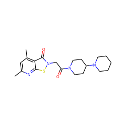 Cc1cc(C)c2c(=O)n(CC(=O)N3CCC(N4CCCCC4)CC3)sc2n1 ZINC000005036164