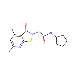 Cc1cc(C)c2c(=O)n(CC(=O)NC3CCCC3)sc2n1 ZINC000003030620