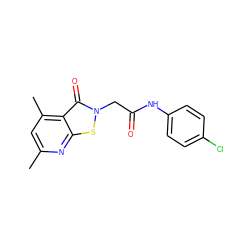 Cc1cc(C)c2c(=O)n(CC(=O)Nc3ccc(Cl)cc3)sc2n1 ZINC000003030665