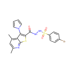 Cc1cc(C)c2c(-n3cccc3)c(C(=O)NNS(=O)(=O)c3ccc(Br)cc3)sc2n1 ZINC000001383857