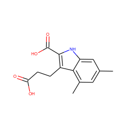 Cc1cc(C)c2c(CCC(=O)O)c(C(=O)O)[nH]c2c1 ZINC000206143768