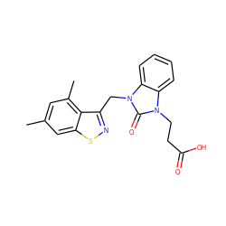 Cc1cc(C)c2c(Cn3c(=O)n(CCC(=O)O)c4ccccc43)nsc2c1 ZINC000072175962