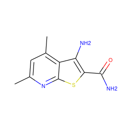 Cc1cc(C)c2c(N)c(C(N)=O)sc2n1 ZINC000000045266