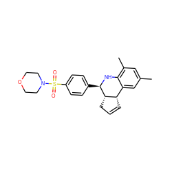 Cc1cc(C)c2c(c1)[C@@H]1C=CC[C@@H]1[C@@H](c1ccc(S(=O)(=O)N3CCOCC3)cc1)N2 ZINC000001062552