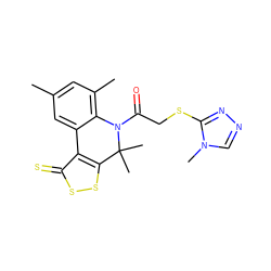 Cc1cc(C)c2c(c1)-c1c(ssc1=S)C(C)(C)N2C(=O)CSc1nncn1C ZINC000002260585