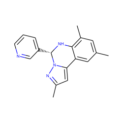 Cc1cc(C)c2c(c1)-c1cc(C)nn1[C@H](c1cccnc1)N2 ZINC000013132417