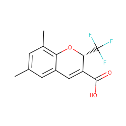 Cc1cc(C)c2c(c1)C=C(C(=O)O)[C@@H](C(F)(F)F)O2 ZINC000034124977