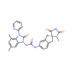 Cc1cc(C)c2c(c1)n(CC(=O)Nc1ccc3c(c1)C[C@]1(C3)C(=O)NC(=O)N1C)c(=O)n2-c1ccccn1 ZINC000045498213