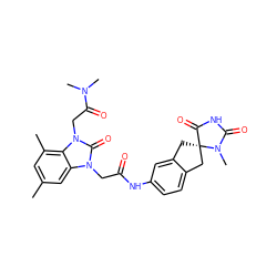 Cc1cc(C)c2c(c1)n(CC(=O)Nc1ccc3c(c1)C[C@]1(C3)C(=O)NC(=O)N1C)c(=O)n2CC(=O)N(C)C ZINC000038517408