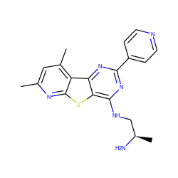 Cc1cc(C)c2c(n1)sc1c(NC[C@@H](C)N)nc(-c3ccncc3)nc12 ZINC000223661912