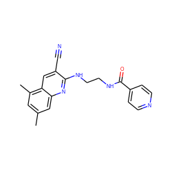 Cc1cc(C)c2cc(C#N)c(NCCNC(=O)c3ccncc3)nc2c1 ZINC000084618595