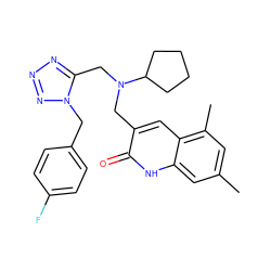 Cc1cc(C)c2cc(CN(Cc3nnnn3Cc3ccc(F)cc3)C3CCCC3)c(=O)[nH]c2c1 ZINC000001372965