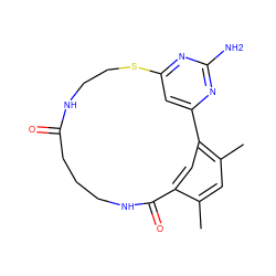 Cc1cc(C)c2cc1C(=O)NCCCC(=O)NCCSc1cc-2nc(N)n1 ZINC000073166351