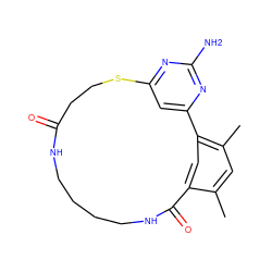 Cc1cc(C)c2cc1C(=O)NCCCCNC(=O)CCSc1cc-2nc(N)n1 ZINC000043200419