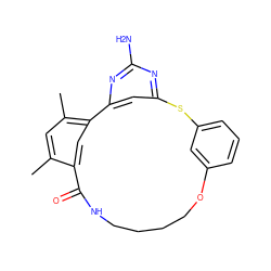 Cc1cc(C)c2cc1C(=O)NCCCCOc1cccc(c1)Sc1cc-2nc(N)n1 ZINC000073219425