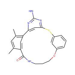 Cc1cc(C)c2cc1C(=O)NCCCOc1cccc(c1)Sc1cc-2nc(N)n1 ZINC000082158382