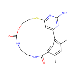 Cc1cc(C)c2cc1C(=O)NCCNC(=O)OCCSc1cc-2nc(N)n1 ZINC000073166356