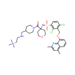 Cc1cc(C)c2cccc(OCc3c(Cl)ccc(S(=O)(=O)NC4(C(=O)N5CCC(CNCC[N+](C)(C)C)CC5)CCOCC4)c3Cl)c2n1 ZINC000082175519