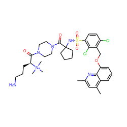 Cc1cc(C)c2cccc(OCc3c(Cl)ccc(S(=O)(=O)NC4(C(=O)N5CCN(C(=O)[C@H](CCCN)[N+](C)(C)C)CC5)CCCC4)c3Cl)c2n1 ZINC000095612749