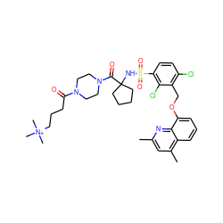 Cc1cc(C)c2cccc(OCc3c(Cl)ccc(S(=O)(=O)NC4(C(=O)N5CCN(C(=O)CCC[N+](C)(C)C)CC5)CCCC4)c3Cl)c2n1 ZINC000049942511