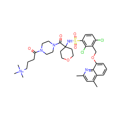 Cc1cc(C)c2cccc(OCc3c(Cl)ccc(S(=O)(=O)NC4(C(=O)N5CCN(C(=O)CCC[N+](C)(C)C)CC5)CCOCC4)c3Cl)c2n1 ZINC000082182102