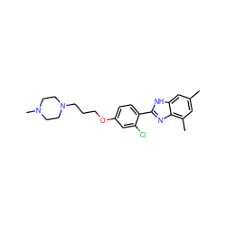 Cc1cc(C)c2nc(-c3ccc(OCCCN4CCN(C)CC4)cc3Cl)[nH]c2c1 ZINC000023361008