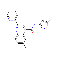 Cc1cc(C)c2nc(-c3ccccn3)cc(C(=O)Nc3cc(C)on3)c2c1 ZINC000001073530