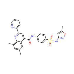 Cc1cc(C)c2nc(-c3ccccn3)cc(C(=O)Nc3ccc(S(=O)(=O)Nc4cc(C)on4)cc3)c2c1 ZINC000001074052