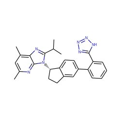 Cc1cc(C)c2nc(C(C)C)n([C@H]3CCc4cc(-c5ccccc5-c5nnn[nH]5)ccc43)c2n1 ZINC000028105848