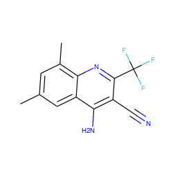 Cc1cc(C)c2nc(C(F)(F)F)c(C#N)c(N)c2c1 ZINC000019593998