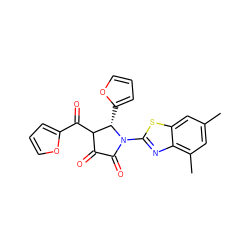 Cc1cc(C)c2nc(N3C(=O)C(=O)C(C(=O)c4ccco4)[C@@H]3c3ccco3)sc2c1 ZINC000000796076