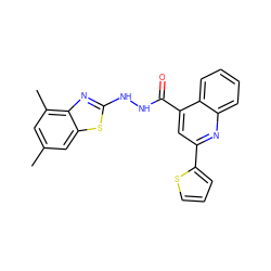 Cc1cc(C)c2nc(NNC(=O)c3cc(-c4cccs4)nc4ccccc34)sc2c1 ZINC000008860116