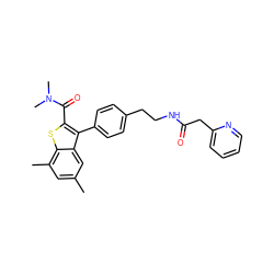 Cc1cc(C)c2sc(C(=O)N(C)C)c(-c3ccc(CCNC(=O)Cc4ccccn4)cc3)c2c1 ZINC000066101845