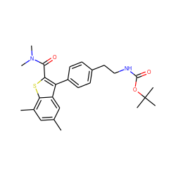 Cc1cc(C)c2sc(C(=O)N(C)C)c(-c3ccc(CCNC(=O)OC(C)(C)C)cc3)c2c1 ZINC000066101093