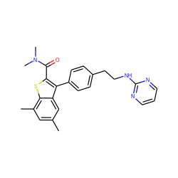 Cc1cc(C)c2sc(C(=O)N(C)C)c(-c3ccc(CCNc4ncccn4)cc3)c2c1 ZINC000066100794