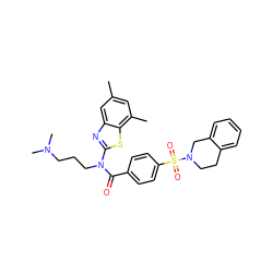 Cc1cc(C)c2sc(N(CCCN(C)C)C(=O)c3ccc(S(=O)(=O)N4CCc5ccccc5C4)cc3)nc2c1 ZINC000038139103