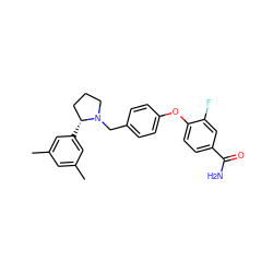 Cc1cc(C)cc([C@@H]2CCCN2Cc2ccc(Oc3ccc(C(N)=O)cc3F)cc2)c1 ZINC000043206677